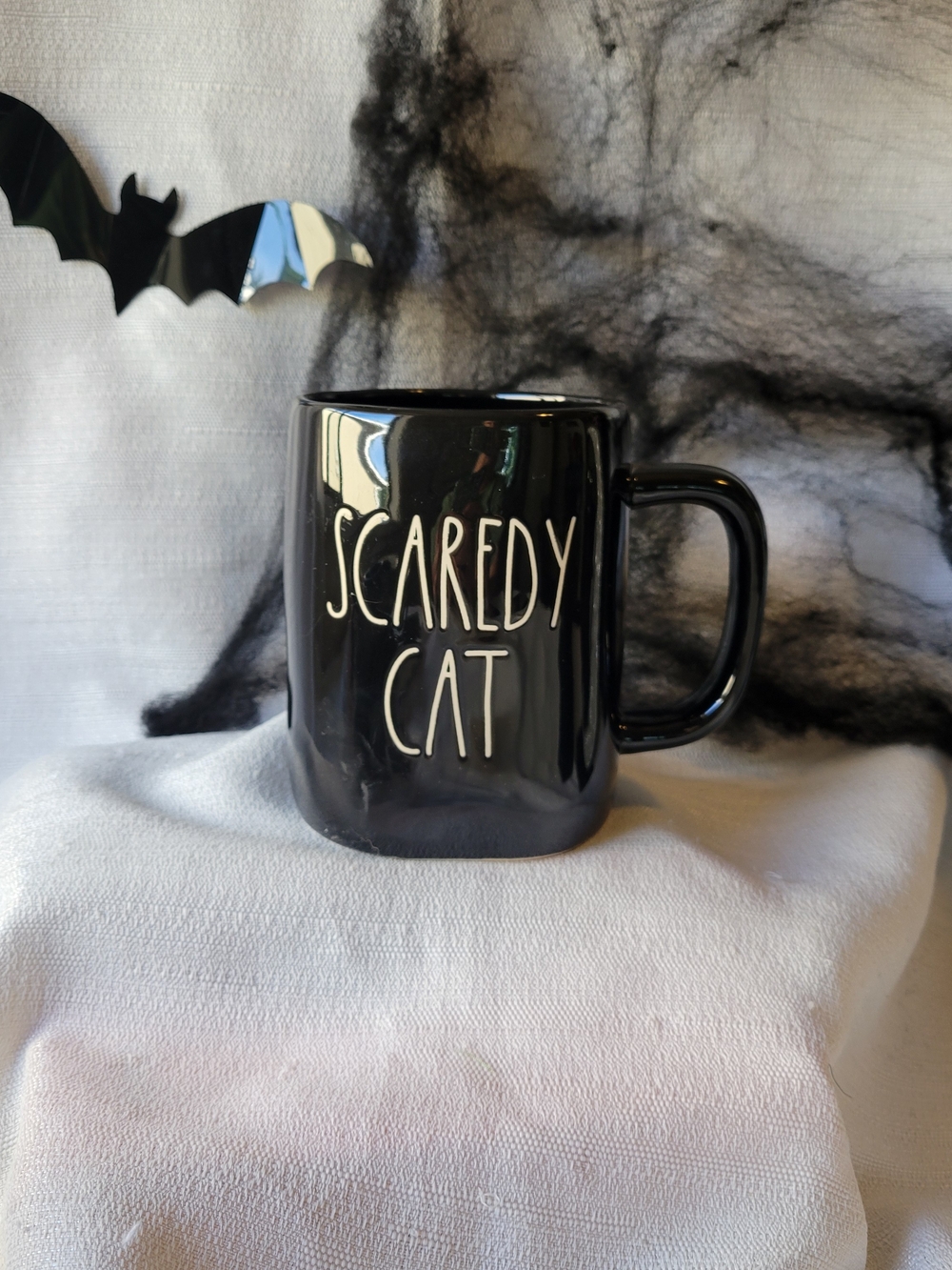 Rae Dunn Artisan Collection "Scaredy Cat" Black Ceramic Mug